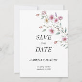 Pink white mint lilac spring flower Save the Date Einladung (Vorderseite)