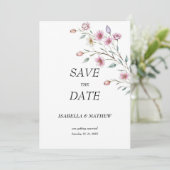 Pink white mint lilac spring flower Save the Date Einladung (Stehend Vorderseite)