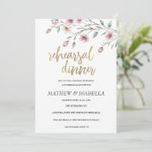 Pink white mint spring flower Rehearsal Dinner Einladung (Stehend Vorderseite)