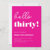Pink White Modern 30. Geburtstag Einladung (Vorderseite)