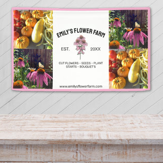 Pink & White Modern 4 Photo Small Business  Banner