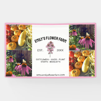 Pink & White Modern 4 Photo Small Business Banner