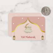 Pink White Modern Eid Mubarak Card Mitteilungskarte (Vorderseite/Rückseite Beispiel)