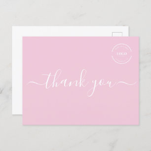 Pink White Modern einfaches Geschäftslogo Vielen D Postkarte