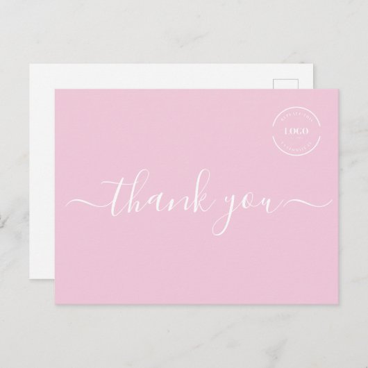 Pink White Modern einfaches Geschäftslogo Vielen D Postkarte (Vorne/Hinten)