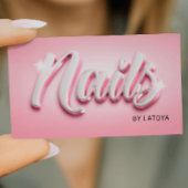 Pink White Nail Artist Manicurist 3D-Schrift Visitenkarte