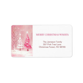 Pink White Niedlich Retro Weihnachten Adressaufkleber