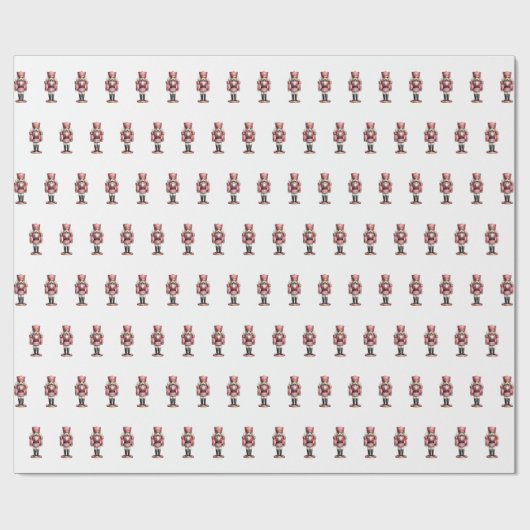 Pink White Nutcracker Weihnachten Geschenkpapier (Flach)