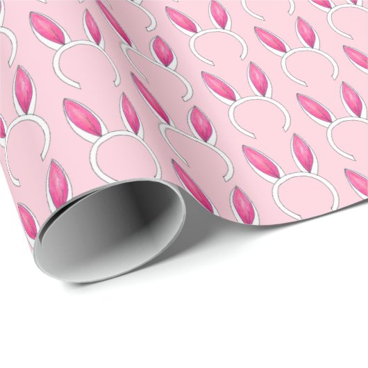 Pink White Oaster Kaninchenohren Babydusche Geschenkpapier (Rolleneckpunkt)