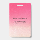 Pink White Ombre Glitzer Foto Ausweis (Rückseite)