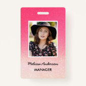 Pink White Ombre Glitzer Foto Ausweis (Vorderseite)
