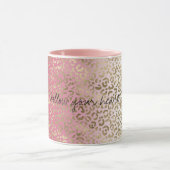 Pink White Ombre Leopard Print        Tasse (Zentrum)