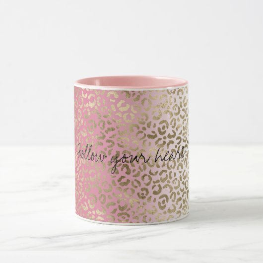 Pink White Ombre Leopard Print        Tasse (Zentrum)