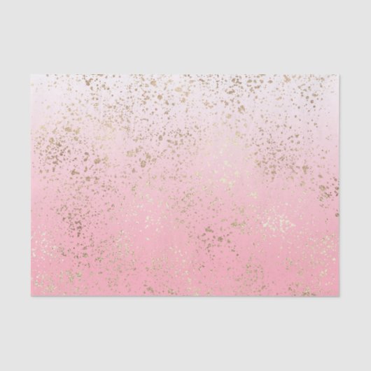 Pink White Ombre Speckling Gold Flakes Seidenpapier (Vorderseite)