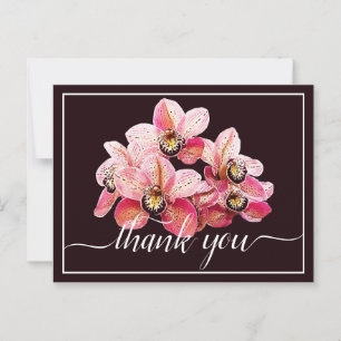 Pink & White Orchideen Dunkler Hintergrund Danke Postkarte