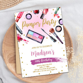 Pink White Pamper Party Geburtstagseinladungen Einladung