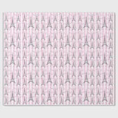 Pink | White Paris Eiffel Tower Geschenkpapier (Flach)