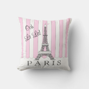 Pink White Paris Eiffel Tower Ooh La La La Kissen