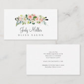 Pink White Pastel Floral Bobby Button Friseur Salo Visitenkarte (Vorne/Hinten)