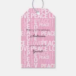 Pink White Peace Love Christmas Geschenkanhänger