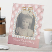 Pink White Pearls 100. Geburtstag Vintages Foto Sockelschild (In Situ)