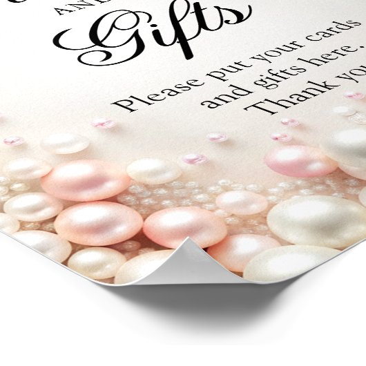 Pink & White Pearls Brautparty Karten und Geschenk Poster (Ecke)