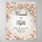 Pink & White Pearls Brautparty Karten und Geschenk Poster (Vorne)