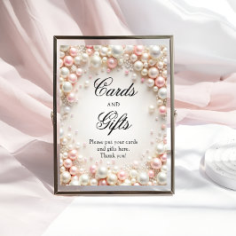 Pink & White Pearls Brautparty Karten und Geschenk Poster