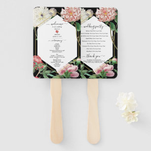 Pink White Peonies Blume Hochzeit Black Programm Fächer