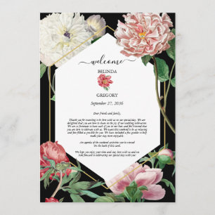 Pink White Peonies Blume Hochzeitstag Schwarz Programm