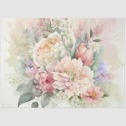 Pink White Peonies Polterabend Seidenpapier (Vorderseite)