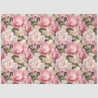 Pink White Peony Blossoms Wiederholung Muster Seidenpapier