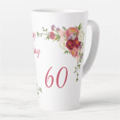 Pink White Peony Blume Happy Birthday Number Milchtasse (Rechte Ecke)