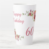 Pink White Peony Blume Happy Birthday Number Milchtasse (Vorderseite)