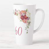 Pink White Peony Blume Happy Birthday Number Milchtasse (Rechts)