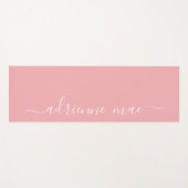 Pink & White Personalized Script Reversible Yogamatte (Vorderseite (Horizontal))