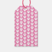 Pink White Pet Puppy Dog Paw Print Pattern Geschenkanhänger (Vorderseite)