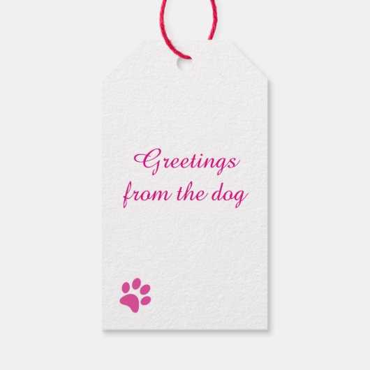 Pink White Pet Puppy Dog Paw Print Pattern Geschenkanhänger (Rückseite)