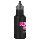 Pink White Pickleball Squad Group mit Namen Edelstahlflasche (Links)