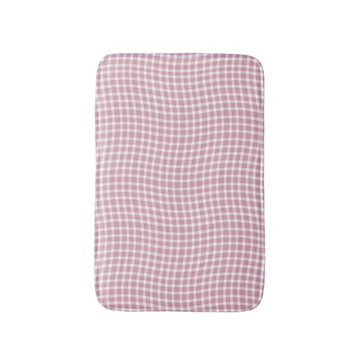 Pink White Plaid Checker Seamless Pattern Badematte (Vorderseite Vertikal)