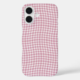 Pink White Plaid Checker Seamless Pattern iPhone 16 Hülle