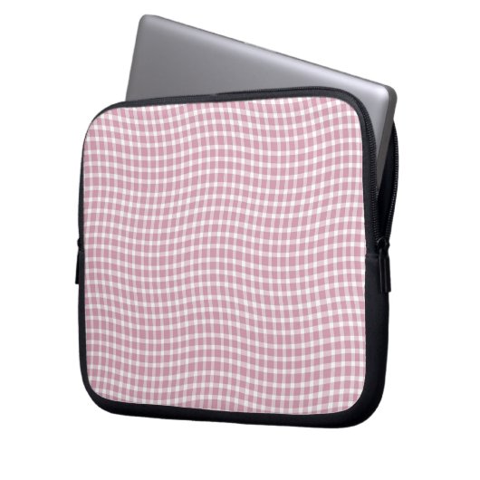 Pink White Plaid Checker Seamless Pattern Laptopschutzhülle (Vorderseite Links)