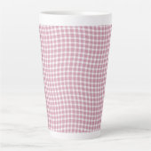 Pink White Plaid Checker Seamless Pattern Milchtasse (Vorderseite)