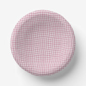 Pink White Plaid Checker Seamless Pattern Pappteller (Vorderseite)