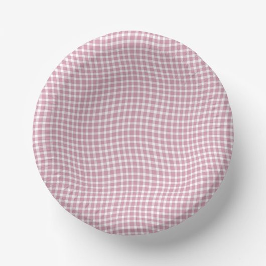Pink White Plaid Checker Seamless Pattern Pappteller (Vorderseite)