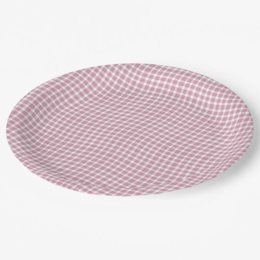 Pink White Plaid Checker Seamless Pattern Pappteller (Schrägansicht)