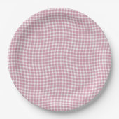 Pink White Plaid Checker Seamless Pattern Pappteller (Vorderseite)