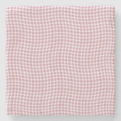 Pink White Plaid Checker Seamless Pattern Steinuntersetzer (Vorderseite)