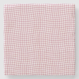 Pink White Plaid Checker Seamless Pattern Steinuntersetzer
