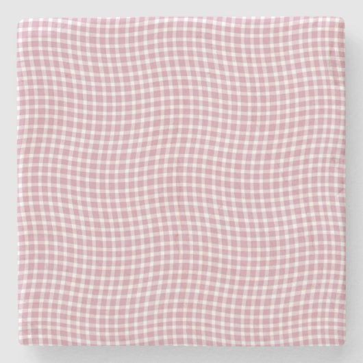 Pink White Plaid Checker Seamless Pattern Steinuntersetzer (Vorderseite)